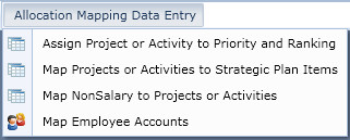 Allocation Mapping Data Entry items