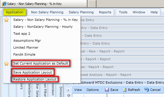 Application Menu
