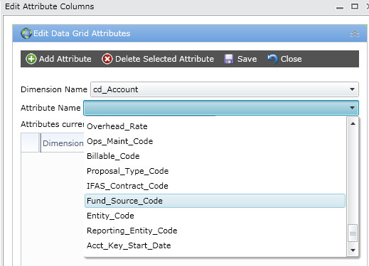 Select Attribute Name