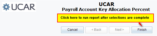 Basic search and select prompt - Finish to run report