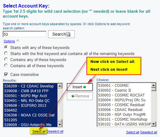 Basic search and select prompt - select and insert