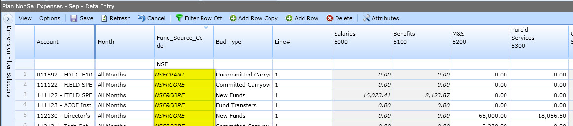 Filter Row sample