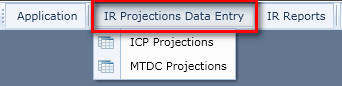IR Projections Data Entry Menu