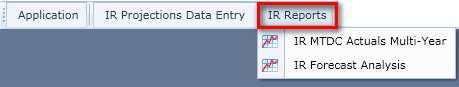 IR Reports menu