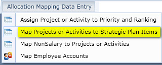 Map Projects or Activities to Strategic Plan Menu Item