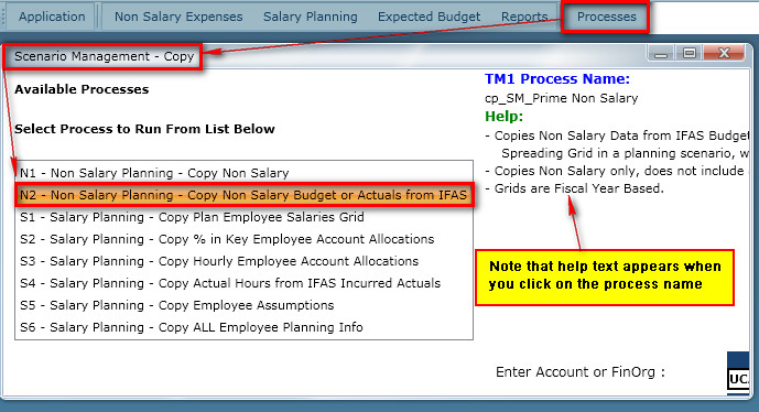 N2 Copy from Actuals or IFAS Budget - Step 1