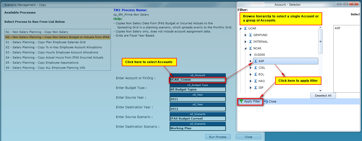 N2 Copy Process - Select Accounts