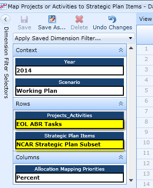Strategic Plan Mapping Filter Set-up