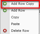 Add Row Copy Right Click